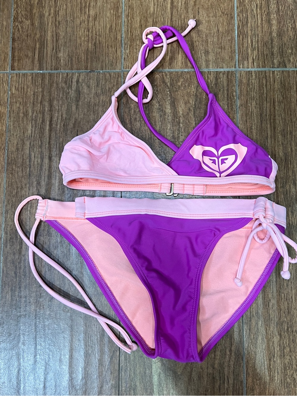 Roxy Pink & Purple Girls Two-Piece Bikini Set